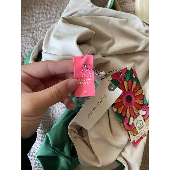 FARM RIO NWT Anthropologie High Leg Green One Piece Swimsuit Size Small - Picture 5 of 10